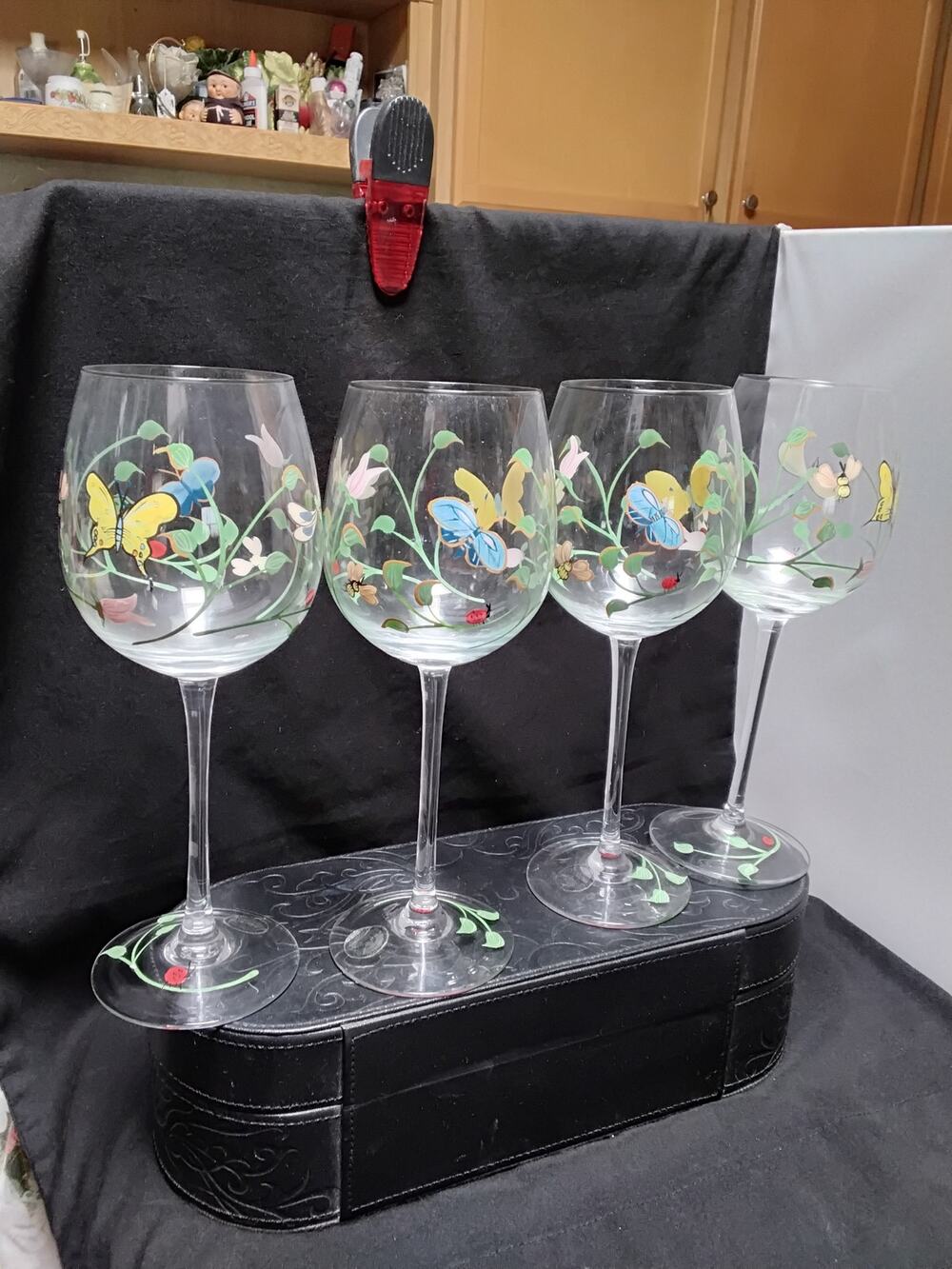 Lenox Butterfly Meadow Vine Glasses Goblets Set of 4 New old Stock